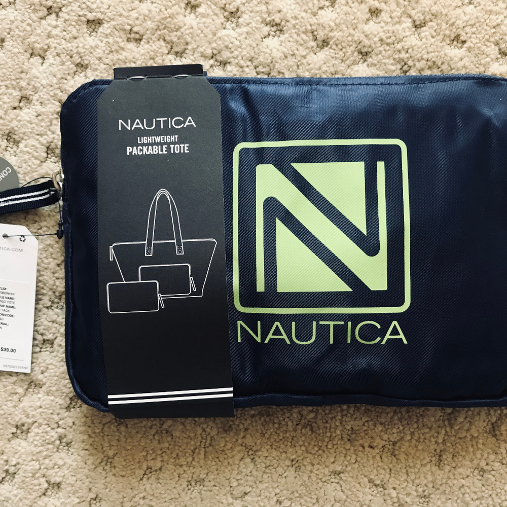NEW Nautica Lightweight Packable Tote Blue